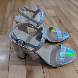 New! BP. | Lula Holographic Block Heel Sandals - Size 9